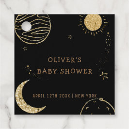 Zwart Goud Galaxy Moon Star Boy Baby shower Bedankjes Labels