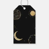 Zwart Goud Galaxy Moon Star Boy Baby shower Cadeaulabel (Achterkant)