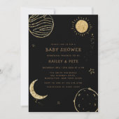 Zwart Goud Galaxy Moon Star Boy Baby shower Kaart (Voorkant)