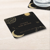 Zwart Goud Galaxy Moon Star Boy Baby shower Kartonnen Onderzetters (Schuin)