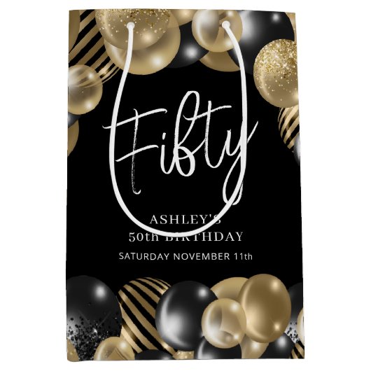 Zwart Goud Gast Afscheid Medium Cadeauzakje (Voorkant)