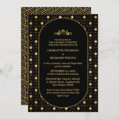 Zwart & Goud Gatsby Art Deco 1920s Bruiloft Kaart (Voorkant / Achterkant)