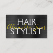 Zwart Goud Geborsteld Metalen Haar Stylist Visitekaartje (Voorkant)
