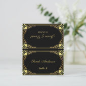 Zwart Goud Gedrukte Naam Trouwplaats Kaart (Staand voorkant)