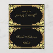 Zwart Goud Gedrukte Naam Trouwplaats Kaart (Voorkant)