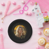 Zwart Goud Geel Foto Afstuderen Papier Bord (Feest)