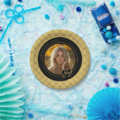 Zwart Goud Geel Foto Afstuderen Papier Bord (Feest)