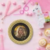 Zwart Goud Geel Foto Afstuderen Papier Bord (Feest)