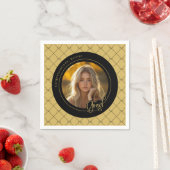 Zwart Goud Geel Foto Afstuderen Party Paper Servet (Insitu)