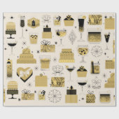 Zwart Goud Geel Geometrische Stijl in Verjaardag Cadeaupapier (Vlak)