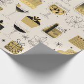 Zwart Goud Geel Geometrische Stijl in Verjaardag Cadeaupapier (Hoek)