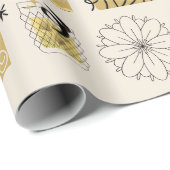 Zwart Goud Geel Geometrische Stijl in Verjaardag Cadeaupapier (Rol Hoek)