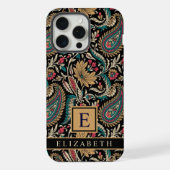Zwart Goud Geel Paisley Patroon iPhone Hoesje (Achterkant)