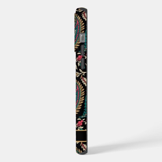  Zwart Goud Geel Paisley Patroon iPhone Hoesje (Linkerkant)