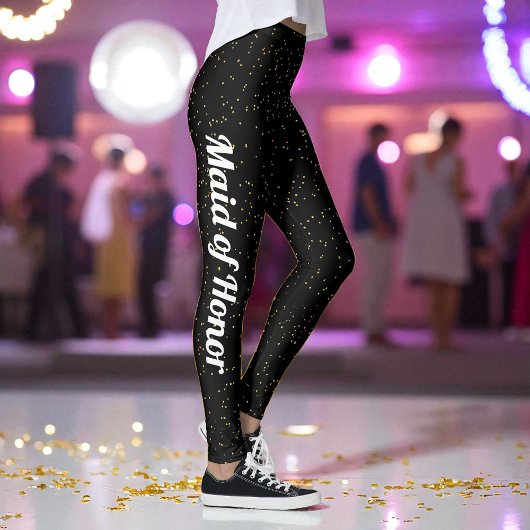 Zwart Goud Geel Stippen Patroon Partij Leggings