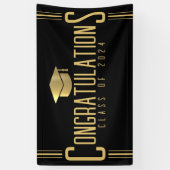 Zwart & Goud Gefeliciteerd Afstudeerjaar Spandoek (Verticaal)