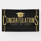 Zwart & Goud Gefeliciteerd Afstudeerklas Spandoek (Horizontaal)