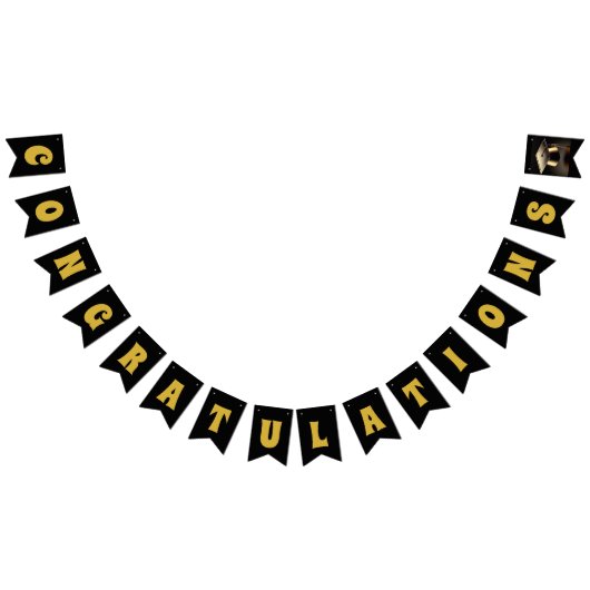 Zwart & Goud "Gefeliciteerd" Bunting Banner (Alle)