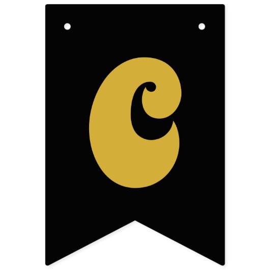 Zwart & Goud "Gefeliciteerd" Bunting Banner (Eerste vlag)