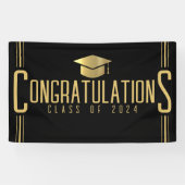 Zwart & Goud Gefeliciteerd Geslaagd Jaar Spandoek (Horizontaal)