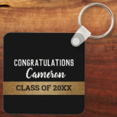 Zwart Goud Gefeliciteerd Klasse Afstuderen Sleutelhanger (Achterkant)