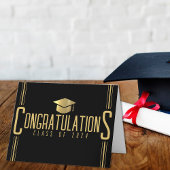 Zwart & Goud Gefeliciteerd Klasse van Afstuderen Bedankkaart
