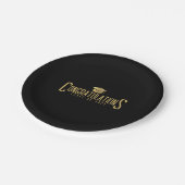 Zwart & Goud Gefeliciteerd Klasse van Afstuderen Papieren Bordje (Gekanteld)