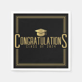 Zwart & Goud Gefeliciteerd Klasse van Afstuderen Servet (Voorkant)