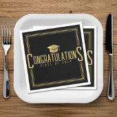 Zwart & Goud Gefeliciteerd Klasse van Afstuderen Servet