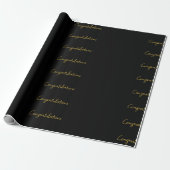 Zwart & Goud Gefeliciteerd Wrapping Paper Cadeaupapier (Uitgerold)