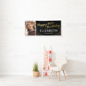 Zwart Goud Gelukkig 80e Verjaardag Foto Spandoek (Insitu)