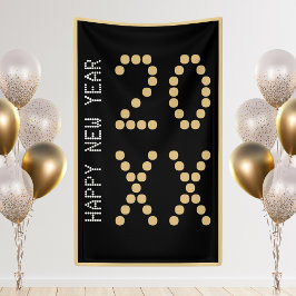 Zwart & Goud Gelukkig Nieuwjaar 2024 Spandoek