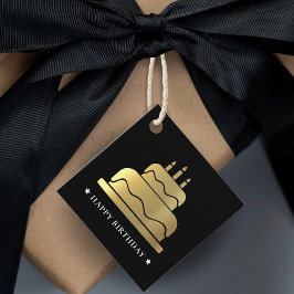 Zwart & Goud Gelukkige Verjaardagstaart aan van Bedankjes Labels