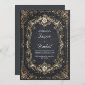 Zwart Goud Gem Barok Huwelijk Kaart (Voorkant / Achterkant)