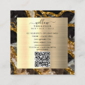 Zwart Goud Geode Agate Social Media QR Code Vierkante Visitekaartje (Achterkant)