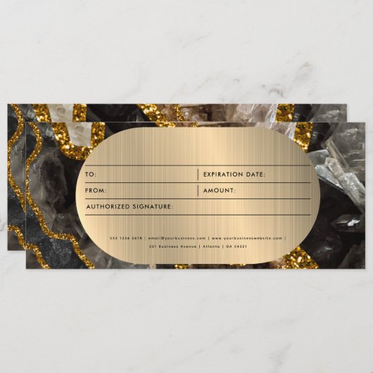 Zwart Goud Geode Zakelijk Cadeaubon (Voorkant / Achterkant)