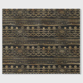 Zwart Goud Geometrisch Aztec Tribal Cadeaupapier (Vlak)