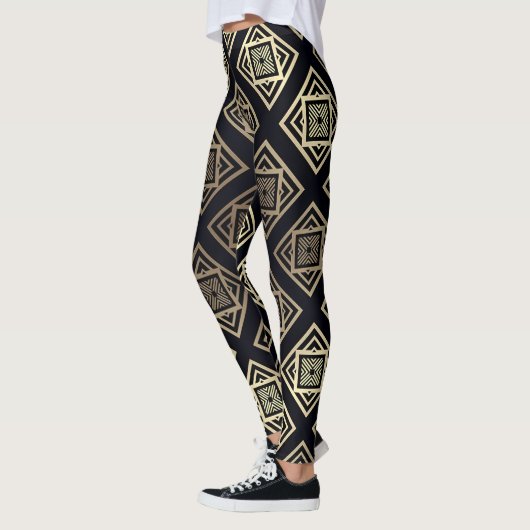 Zwart & Goud Geometrisch Leggings (Links)