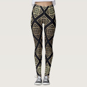 Zwart & Goud Geometrisch Leggings (Voorkant)