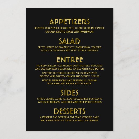 Zwart & Goud Geometrisch Menu Kaarten (Achterkant)