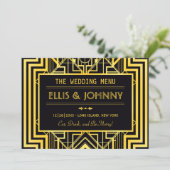 Zwart & Goud Geometrisch Menu Kaarten (Staand voorkant)