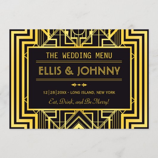 Zwart & Goud Geometrisch Menu Kaarten (Voorkant)