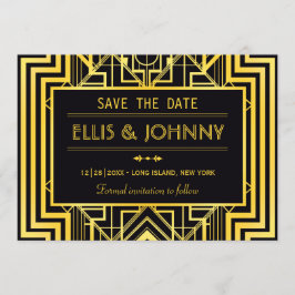 Zwart & Goud Geometrisch Sla de datum op Save The Date
