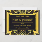 Zwart & Goud Geometrisch Sla de datum op Save The Date (Voorkant)