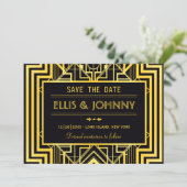 Zwart & Goud Geometrisch Sla de datum op Save The Date (Staand voorkant)