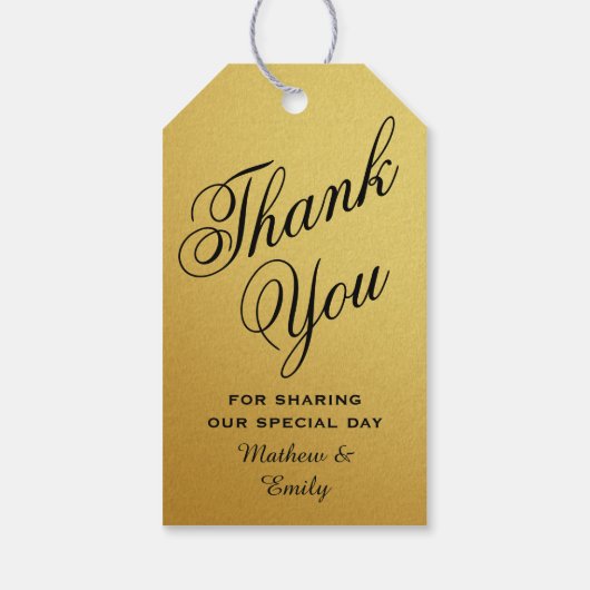Zwart Goud Gepersonaliseerd Dank u Trouwgunst Cadeaulabel (Achterkant)