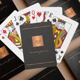 Zwart goud gepersonaliseerd monogram initialen naa pokerkaarten