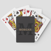 Zwart Goud Gepersonaliseerde Elegante Monogram Naa Pokerkaarten (Achterkant)