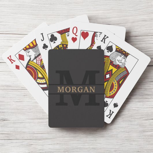 Zwart Goud Gepersonaliseerde Elegante Monogram Naa Pokerkaarten