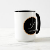 Zwart & Goud Gepersonaliseerde Initiaal Naam Logo  Mok (Voorkant rechts)